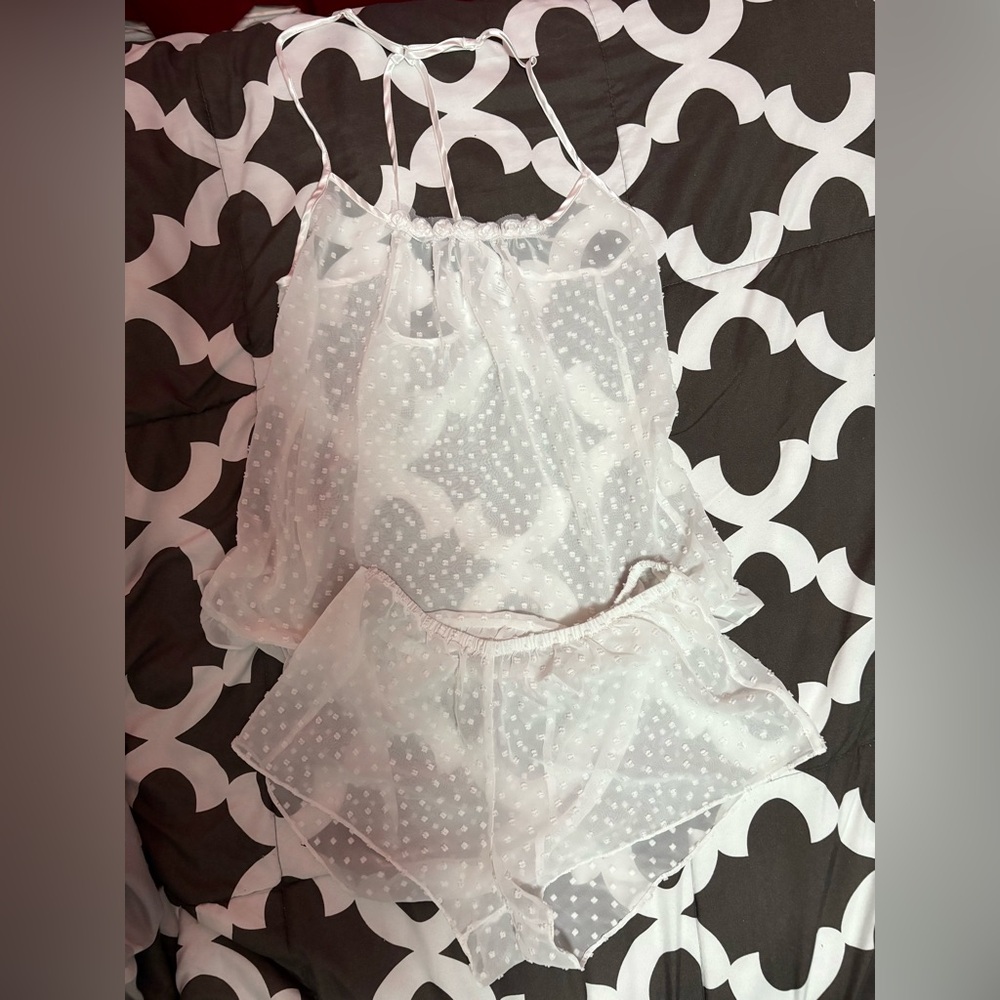 Sheer White Polka Dot Sleepwear Set